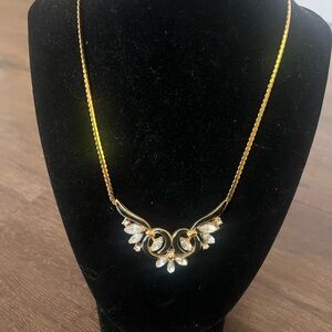 Elegant Gold Necklace and Earrings with Crystal Accents bundle